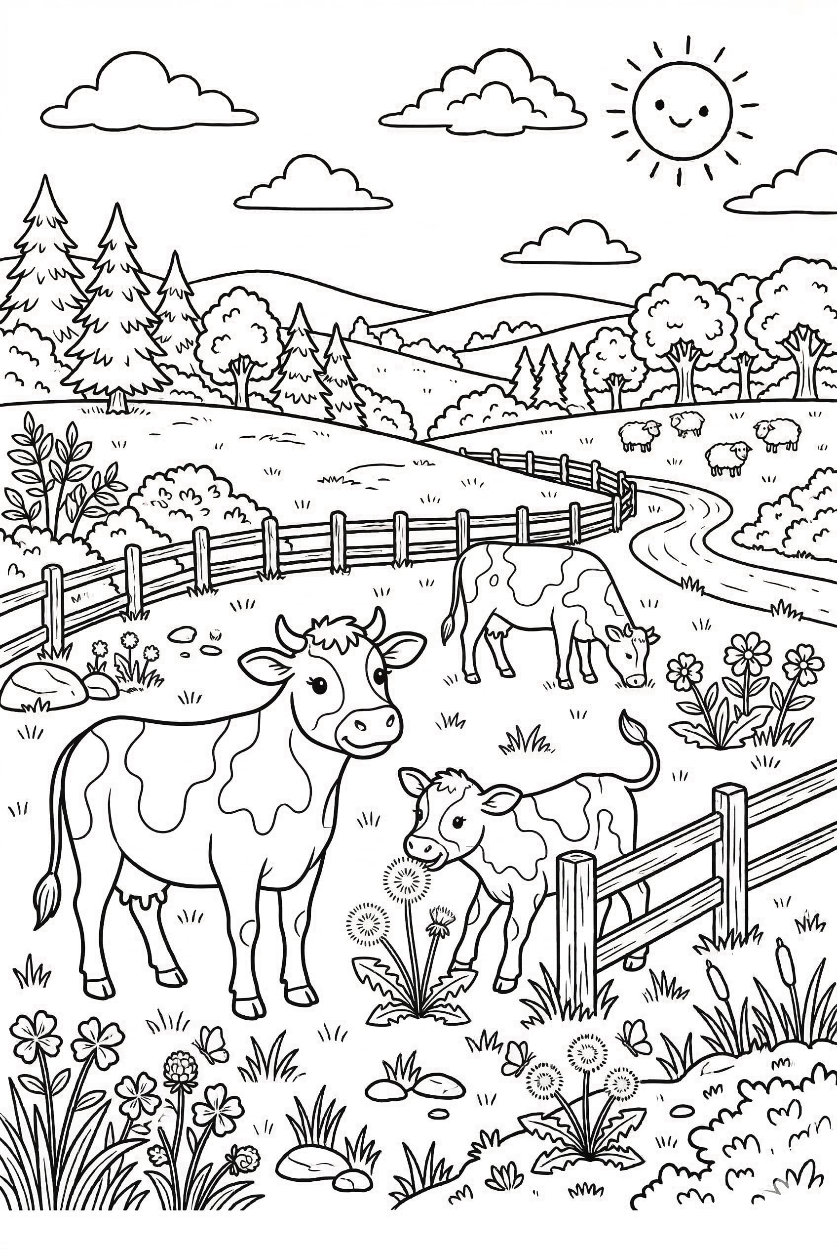 Ziege am Zaun als kostenloses Ausmalbild für Kinder