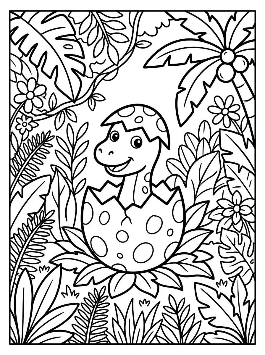 Dino Hatching from Egg as a free coloring page for kids