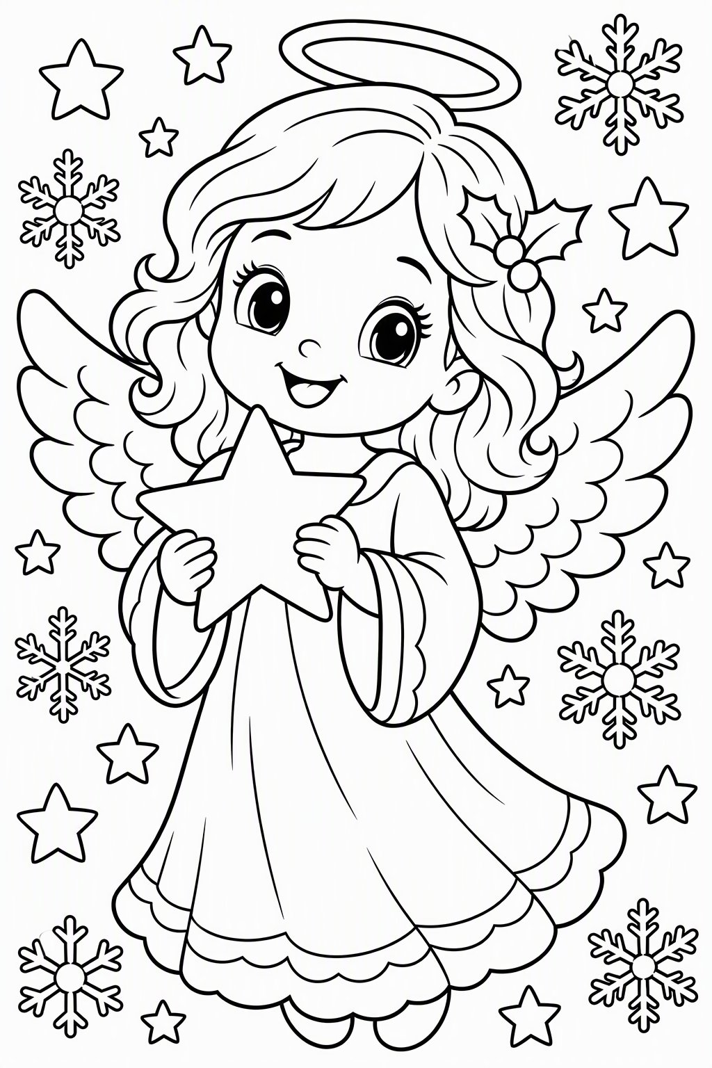 Christmas Angel as a free coloring page for kids