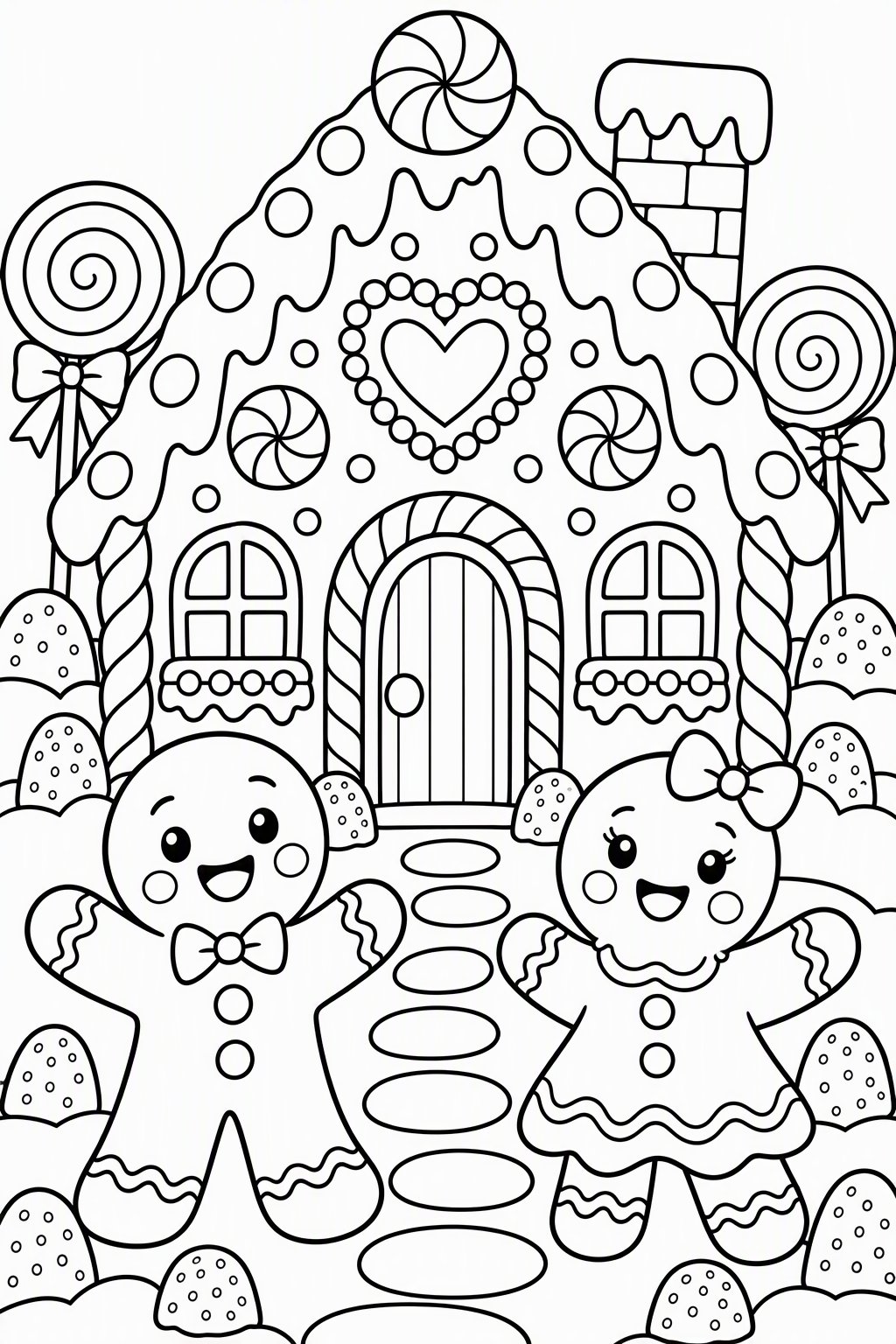 Gingerbread House as a free coloring page for kids