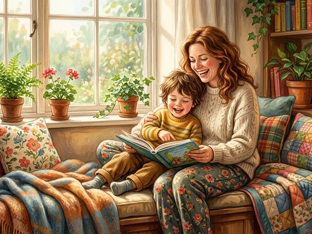 Mama und Kind als Figuren in einem persönlichen Kinderbuch